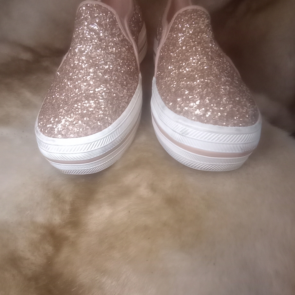 Kate Spade Glitter Keds Pink Slip Ons - Picture 10 of 11